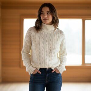 Mervyn's Vintage Off-White Knit Sweater M Nostalgic Cozy Cabincore Preppy EUC